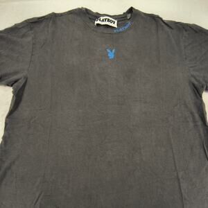 Playboy Graphic Casual Short Sleeve Crew Neck T Shirt Mens Size Medium M Gray